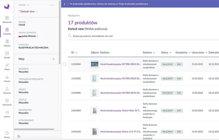 Immergas listing produktów