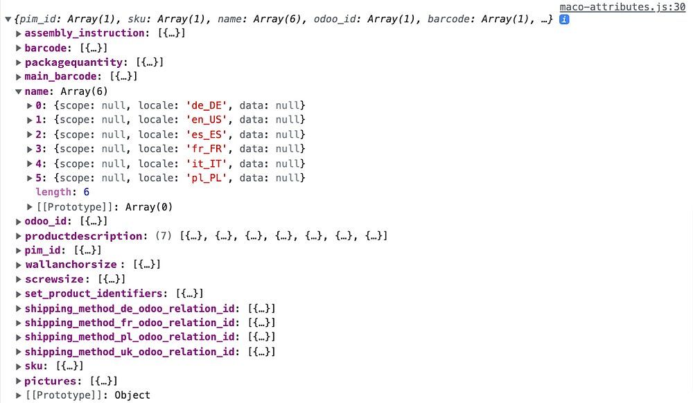 If we did everything properly, we should see the following information for each field in the developer tools