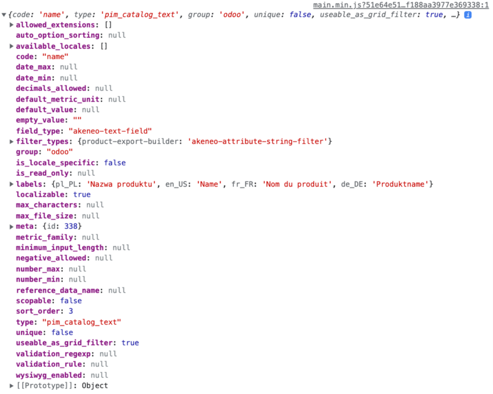 After adding "console.log", we can see the "attribute" object