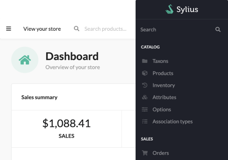 Sylius admin panel