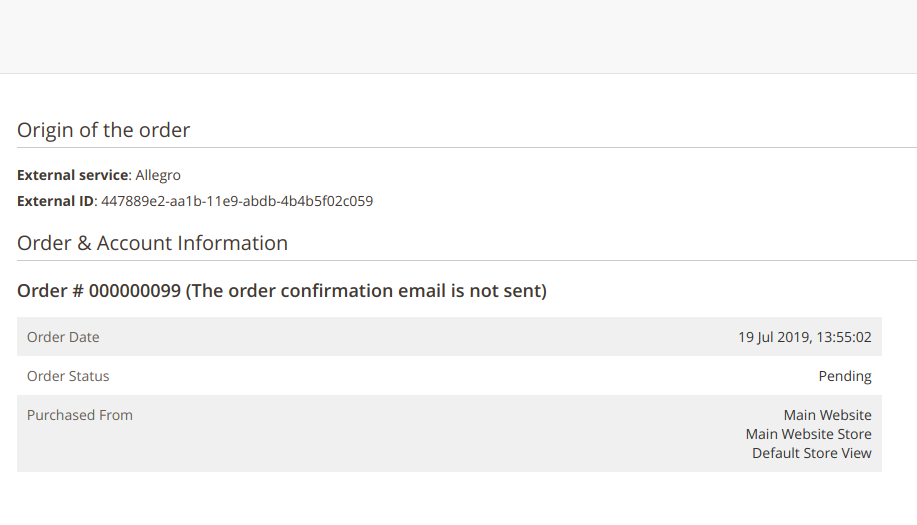 Order imports from Allegro to Magento