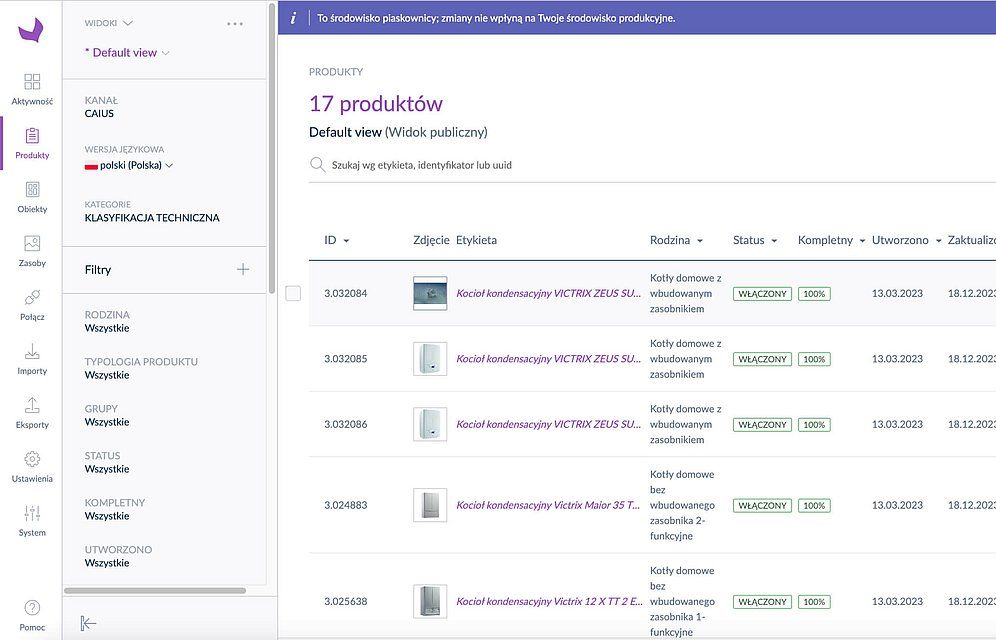 Immergas product listing